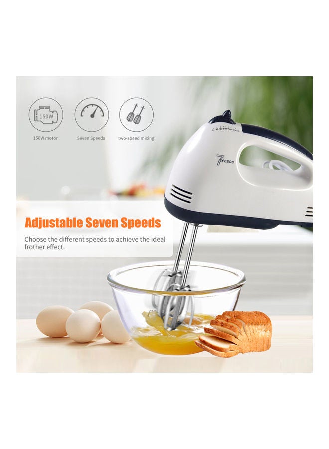 7 Speed Stainless Steel Whisk Automatic Electric Egg Beater With EU Plug MH1074 White - Image 3